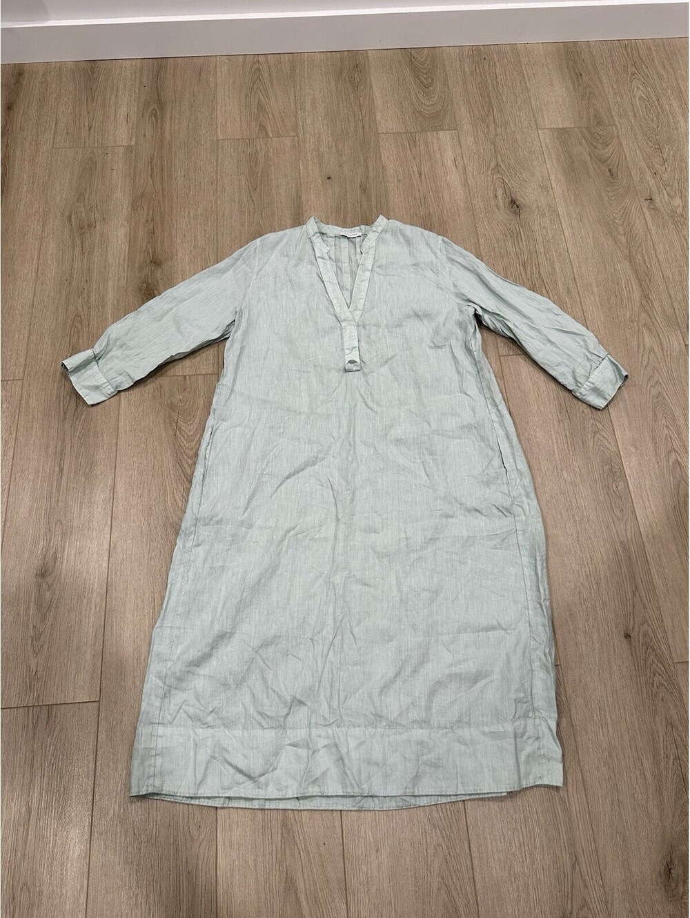 Rosso35 Shirt Mini Dress Light Green Size 48 100% Linen